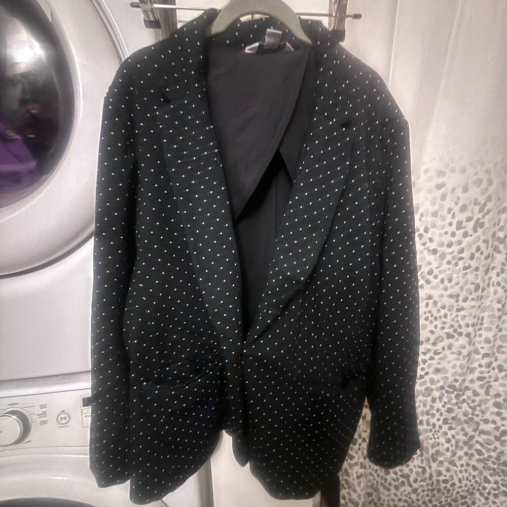 Old Navy Black Blazer with Tan Polka Dots, Size XXL